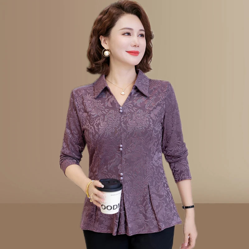 អាវក្រៅការិយាល័យសម្រាប់នារីទាន់សម័យ ដៃវែង ប៊ូតុងពណ៌សុទ្ធ សាកសមនឹងអាវធំ ម៉ូដសាមញ្ញសម្រាប់នារី