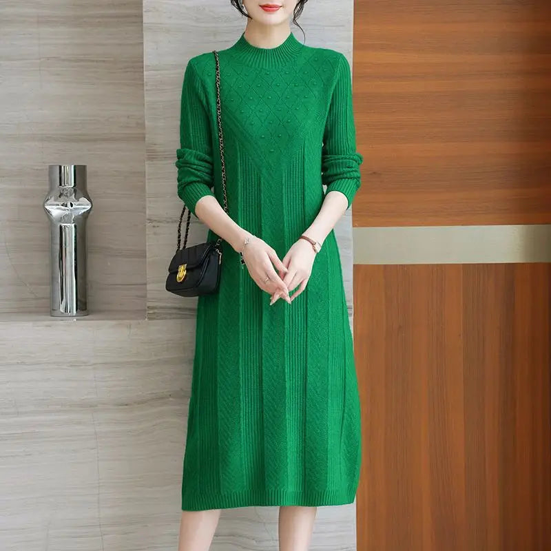 Knitting Sweaters & Jumpers Casual Spring Autumn Woolen Jersey For Women Basic Wear Pullover Female Long Dress Woolen Knitwear