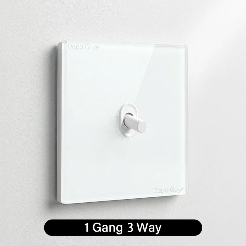 Wall Toggle Light Switch EU FR Standard White Glass Panel European Power Socket With Dual Type-c 20W Fast Charge Port Outlet