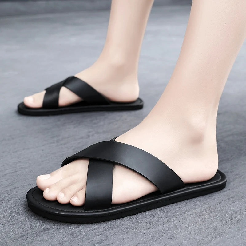 Men's slippers outdoor beach flat Flip-flop slippers summer casual slippers indoor home men's non slip shoes breathable sandals