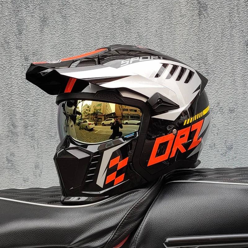 ORZ Street Fighter Motorcycle Helmet Detachable Combination Retro Helmet ECE DOT Certification Full face Cascos para moto