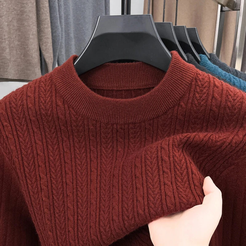 Autumn and Winter Warm Turtleneck O-neck Sweater Men's Thickened Slim-fit Bottoming Shirt.Fine knit sweater. M-4XL