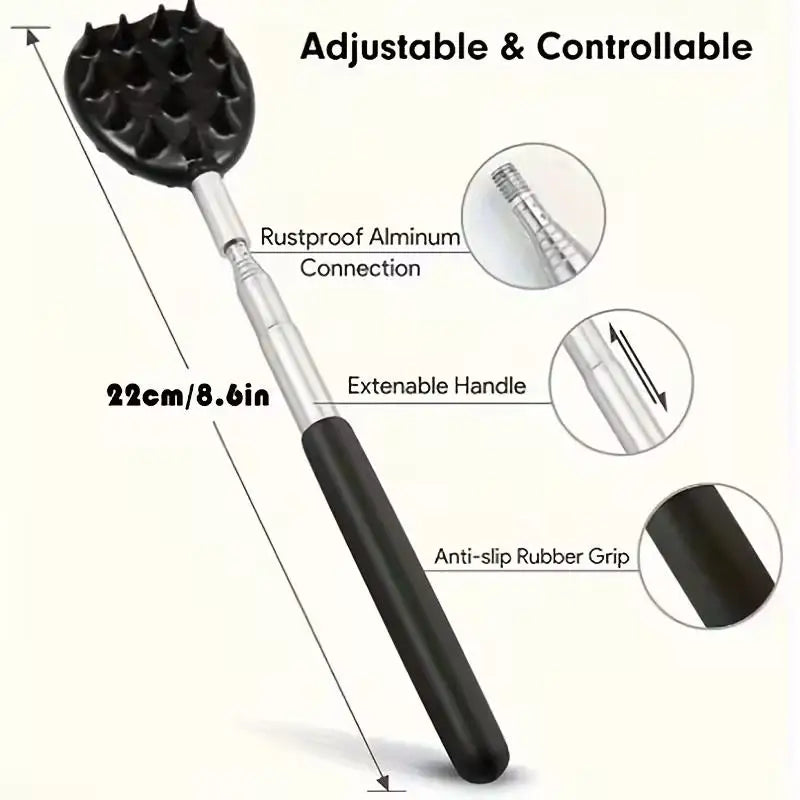 1pcs Extendable Cactus Back Scratcher – Heavy Duty PVC, 2 Spike Sizes, One-Handed Adjustable for Home & Travel