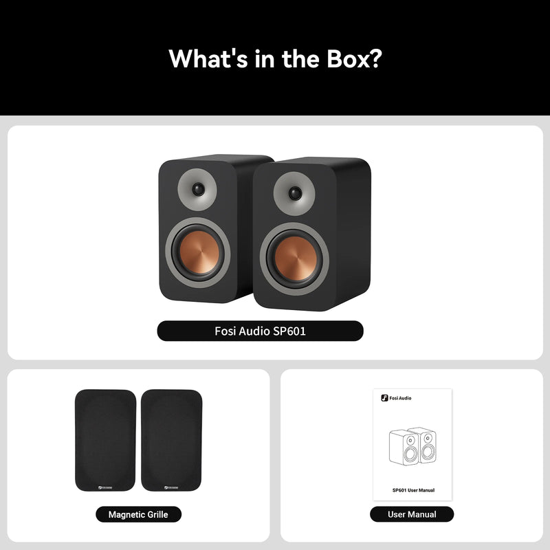 ឧបករណ៍បំពងសម្លេង Fosi Audio SP601 6Ω 160W សំឡេង Hi-Fi សម្រាប់រោងកុននៅផ្ទះ កុំព្យូទ័រលើតុ