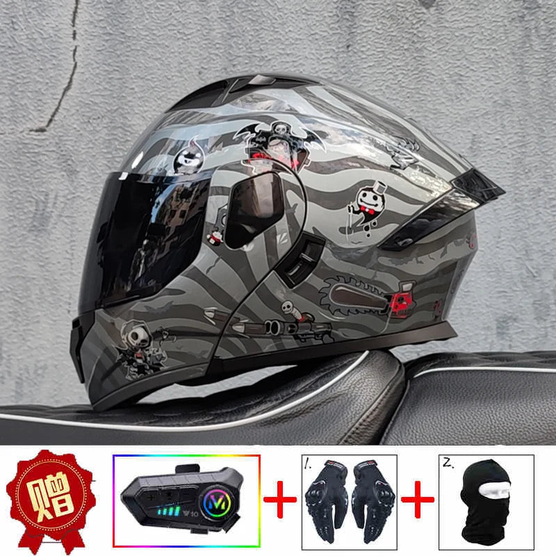 ORZ high-quality motorcycle professional racing flip helmet ABS material modular dual lens Bluetooth helmet DOT certification