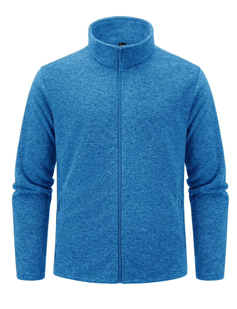 TACVASEN Lightweight Fleece Stand Collar Jackets Mens Spring Casual Full Zip Jacket Outdoor Sportswear With Pockets Outwear Tops