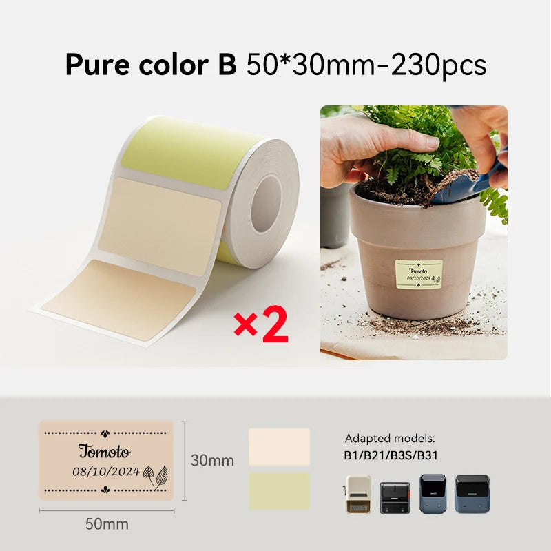 2 Rolls NIIMBOT B1 B21 B3S Thermal Label Clothing Price Food Self-adhesive Tag Waterproof Office Pocket Printer Label Paper