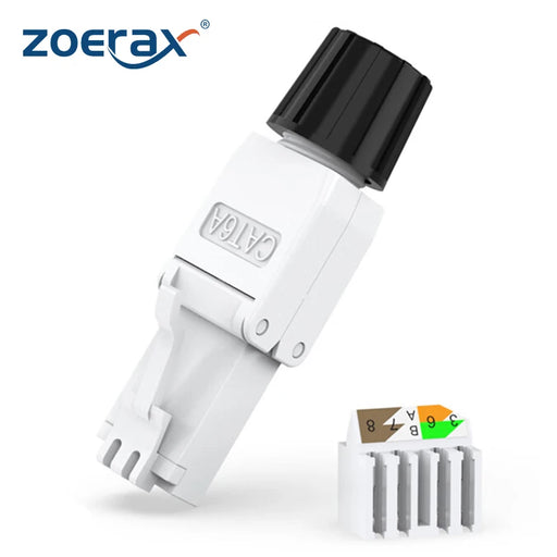 ZoeRax Tool Free RJ45 Connectors for CAT8/CAT7/CAT6A CAT6/CAT5e/CAT5, Punch Down Type Ethernet Cable Male Plugs 1PCS