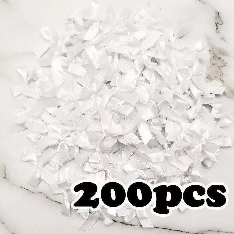 200Pcs 4*4cm Fresh Pink Satin Ribbon Bows Polyester Mini Bowknot DIY Craft Ornaments Gift Wedding Hair Decorations