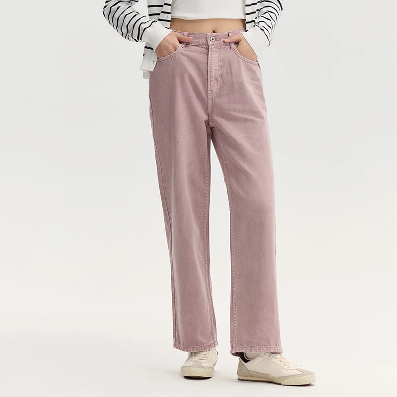 Semir Cotton Pants  High Waist Loose Women 2025 Autumn Slim Fit Retro Style Long Denim Jeans Casual Comfortable Fit