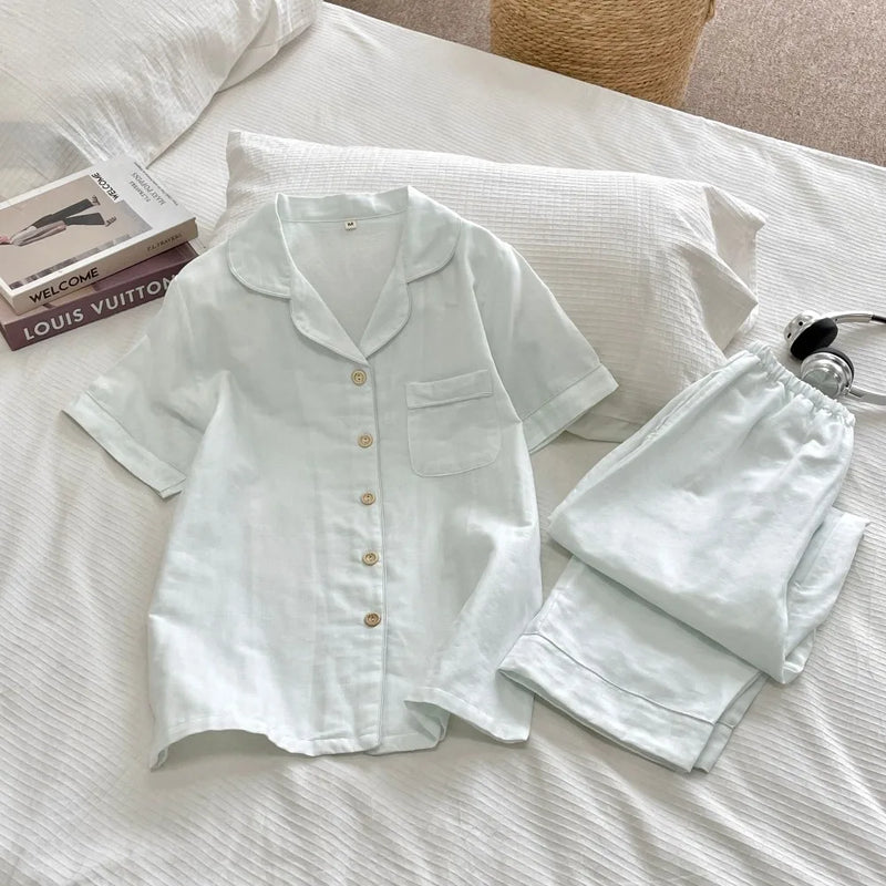 Thin Pajamas for Lady Two-Piece Women's Set Pure Cotton Short Sleeve Pijama Pajamas Woman Night Clothes Summer Clothes Sleepwear