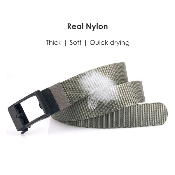 VATLTY 3.8cm Nylon Belt for Men Matte Black Automatic Buckle Casual Girdle Male Outdoor Hiking Belt Adjustable Waistband