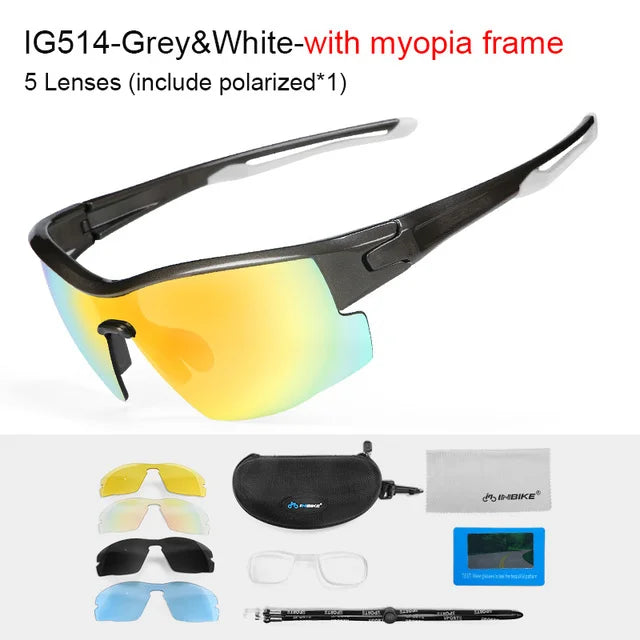 INBIKE Polarized Cycling Glasses MTB Bicycle Sunglasses Men Bike Road Galsses 5 Lenses Goggles for Riding Protection Accessories