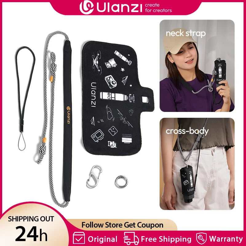 កាបូប សម្រាប់ ដាក់ កាមេរ៉ា Ulanzi CO70 CO71 សម្រាប់ DJI OSMO Pocket 3 ជាមួយ ខ្សែ ស្ពាយ ស្មា និង ខ្សែ ដៃ សម្រាប់ កាមេរ៉ា សកម្មភាព