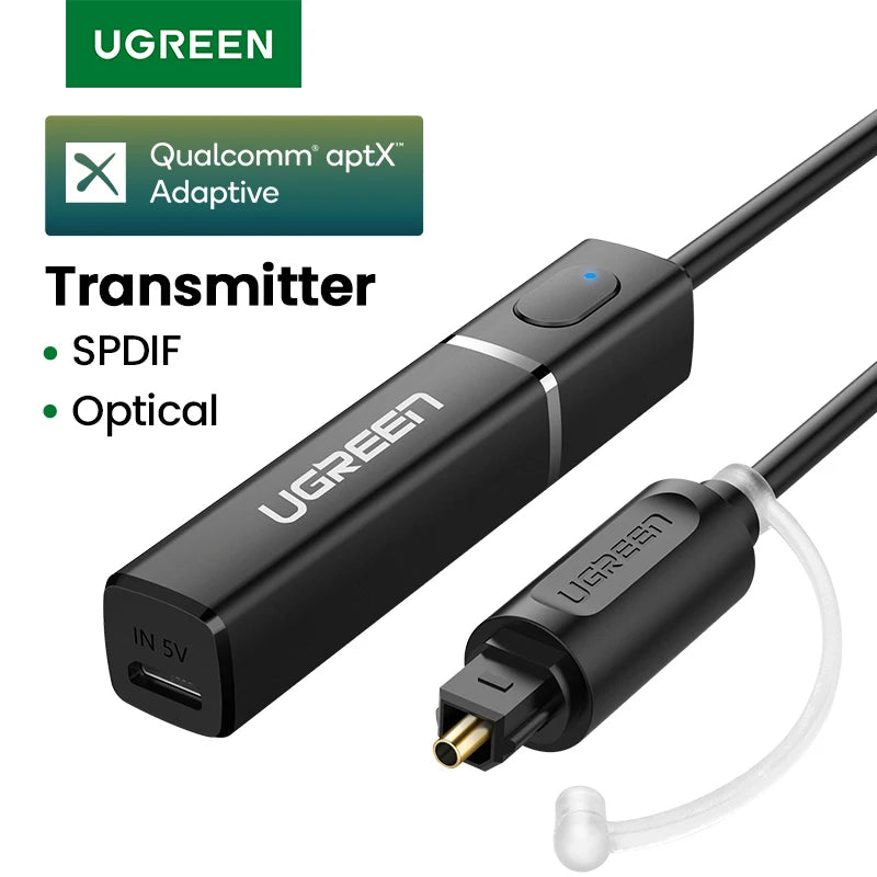 UGREEN Bluetooth Transmitter with aptX HD Adaptive 5.4 TV PC HD Digital Toslink Optical SPDIF Adapter Audio Wireless Transmitter