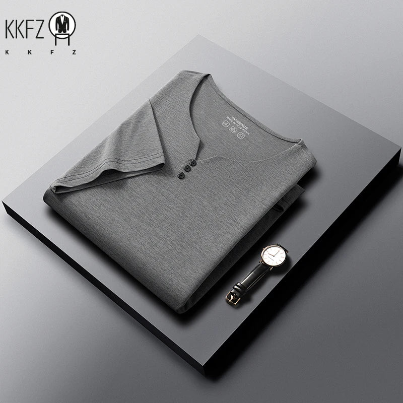 Men Henley Neck T Shirt With Classic Placket Short Sleeve Ideal For Everyday Office Work And Casual Wear Activities