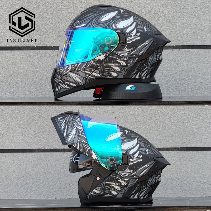 2025 latest motorcycle helmet modular flip helmet casque moto semi full duplex helmet suitable for both men and women LVS-909