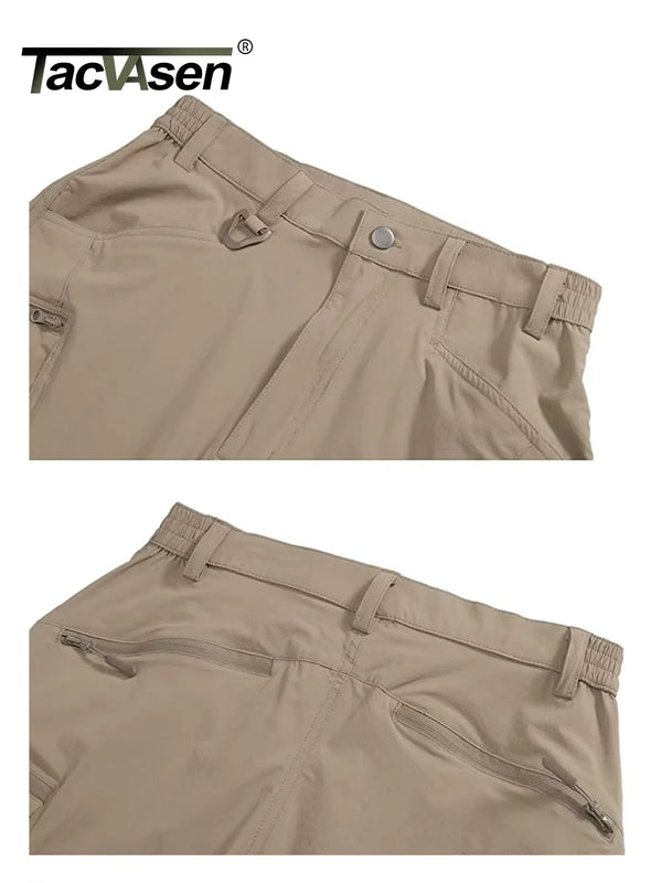 TACVASEN Lightweight Hiking Trousers Mens Summer Fishing Pants Outdoor Nylon Quick Dry Pockets Cargo Pants Casual Work Trousers