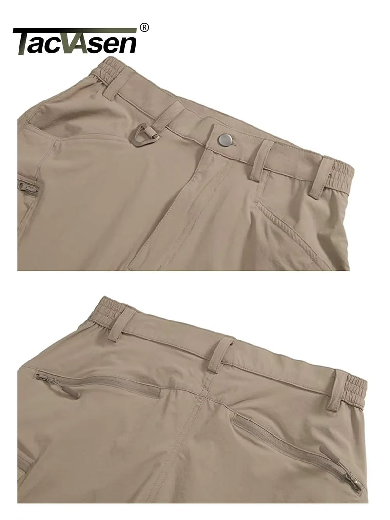 TACVASEN Lightweight Hiking Work Trousers Mens Fishing Pants Outdoor Nylon Quick Dry Pockets Cargo Pants Casual Work Trousers