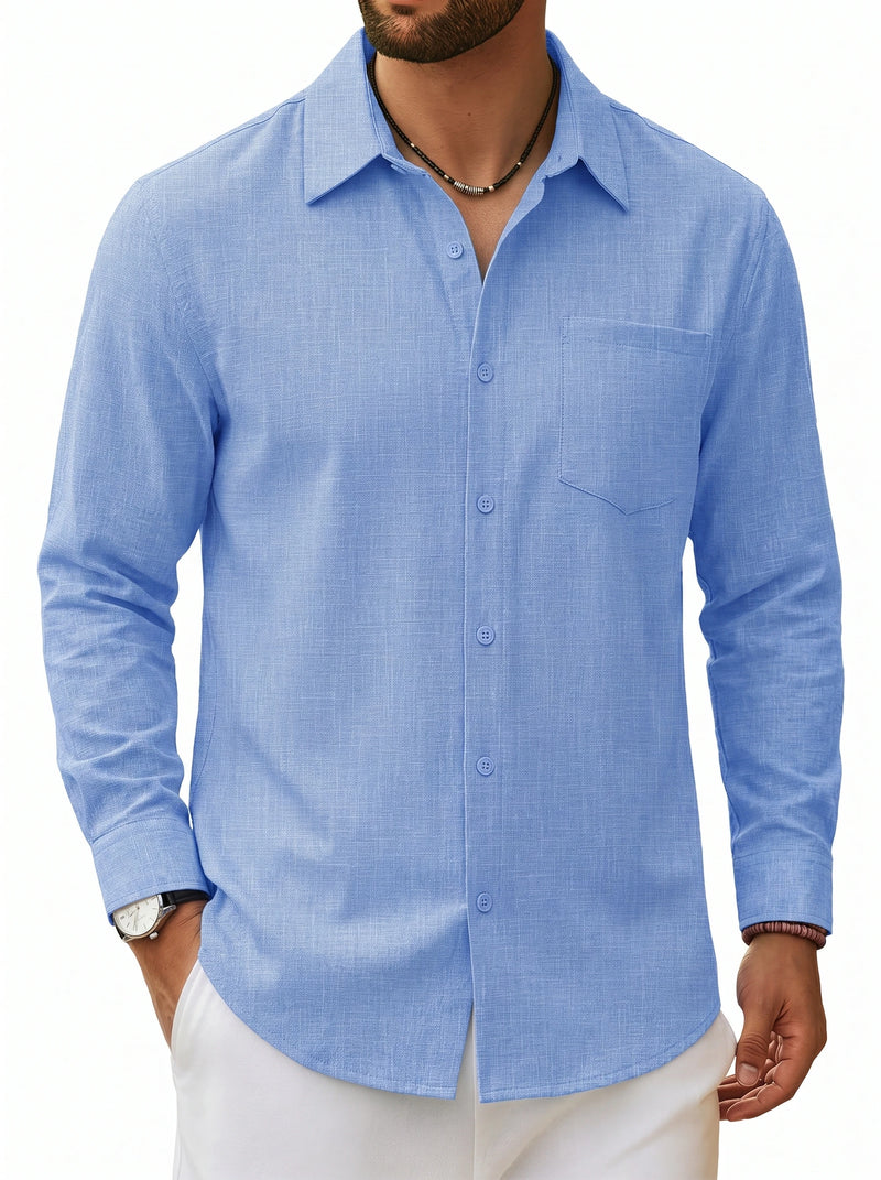TACVASEN Men's Button Down Shirts High Quality Long Sleeve Casual Lightweight Beach Dress Shirts for Man Work Tee Chest Pockets