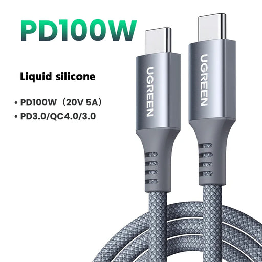 UGREEN 100W USB C Fast Charging Cable for iPhone 15 Macbook Pro 22 Samsung 5A E-Marker Chip Fast USB Type C Charging Cable Cord 100W Soft Grey CHINA