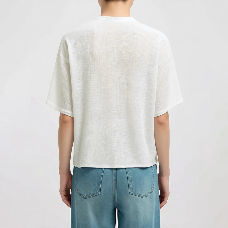 Amii Lightweight Women's Knit Top 2026 Summer New Round Neck Dolman Sleeve Sweater Loose Casual Slightly Sheer Pullover 12622198