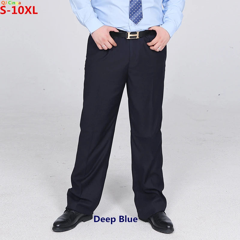 2026 Men's Black Office Trousers, Asian Size Business Casual Suit Pants, Black-Blue Pantalones Hombre, Spring Autumn Slacks 10XL