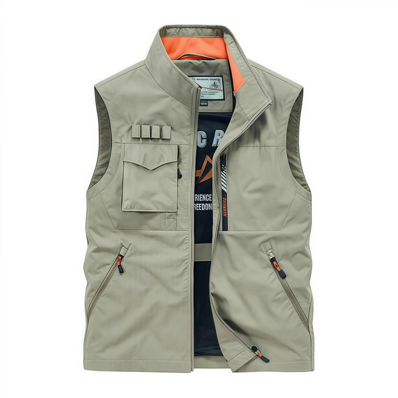 Men's thin multi-pocket Outdoor quick-drying vest  large-sized fishing suit casual work vest photography work jacket
