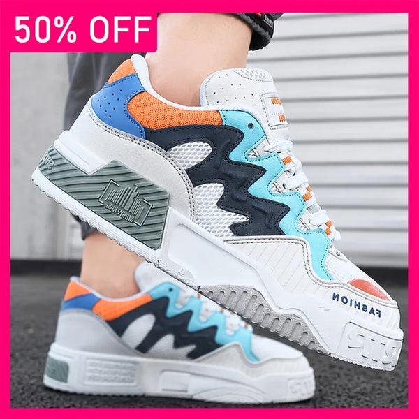 Unisex Sports Shoes Breathable Mesh Lightweight Flat Board Shoes Trendy Versatile Streets Walking Comfortable Commuting Shoes