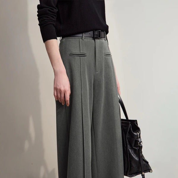 AMII Women's Pants 2026 Winter New Commuter Versatile Warm Ladies Clothing Wide-leg Casual Loose Knitted Woman Trousers 12544071