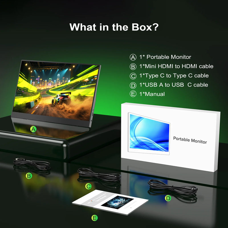 ម៉ូនីទ័រចល័ត PERFECT ទំហំ 15.6 អ៊ីញ 60Hz 1920*1080 អេក្រង់ IPS ទំហំ 16:9 សម្រាប់កុំព្យូទ័រយួរដៃ XBox PS4 / 5 Switch TV Box PC Extension Mobile MAC
