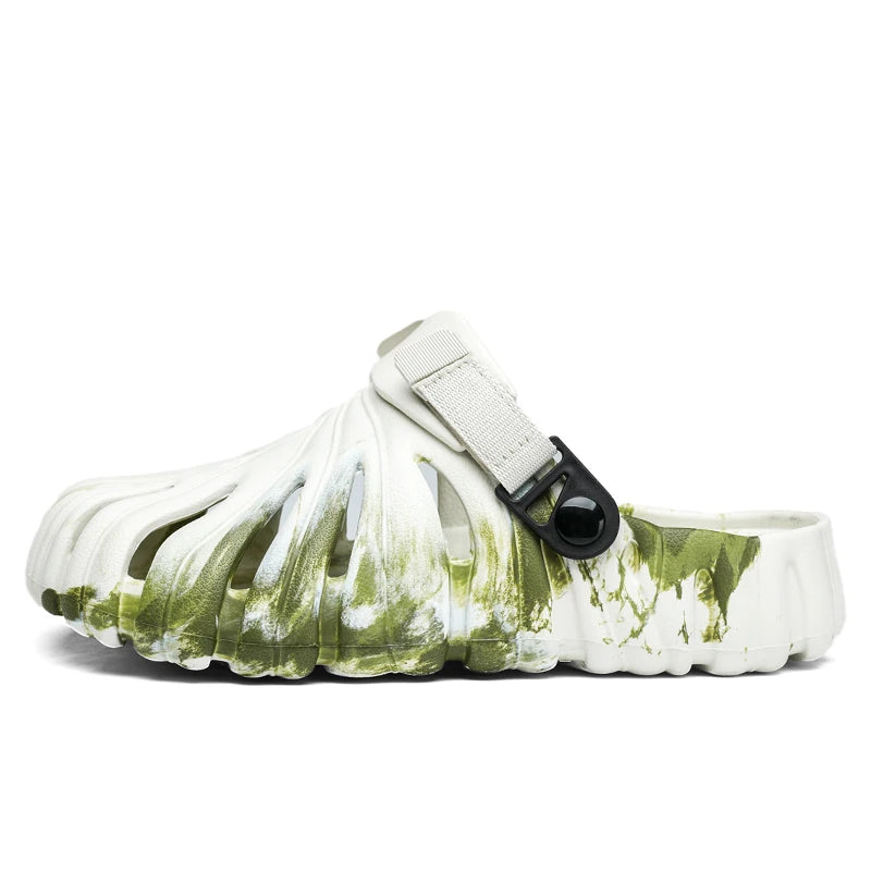 Summer Men's Cover Toes Sandals Garden Shoes Clogs Soft Comfortable Rubber Sandals Slippers Lightweight Breathable