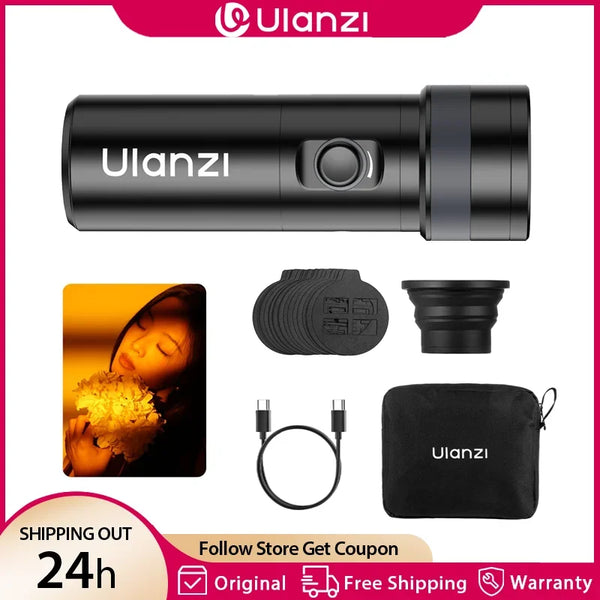 ភ្លើងពិលថតរូប Ulanzi LM01 RGB 10W ភ្លើង LED 4 ពណ៌ ថតវីដេអូបានច្បាស់ល្អ 7500mAh ជាមួយវីស 1/4" 20 Gobo សម្រាប់ថតវីដេអូផ្ទាល់