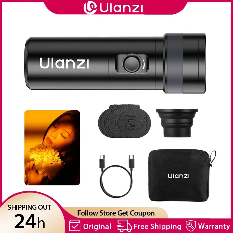 ភ្លើងពិលថតរូប Ulanzi LM01 RGB 10W ភ្លើង LED 4 ពណ៌ ថតវីដេអូបានច្បាស់ល្អ 7500mAh ជាមួយវីស 1/4" 20 Gobo សម្រាប់ថតវីដេអូផ្ទាល់
