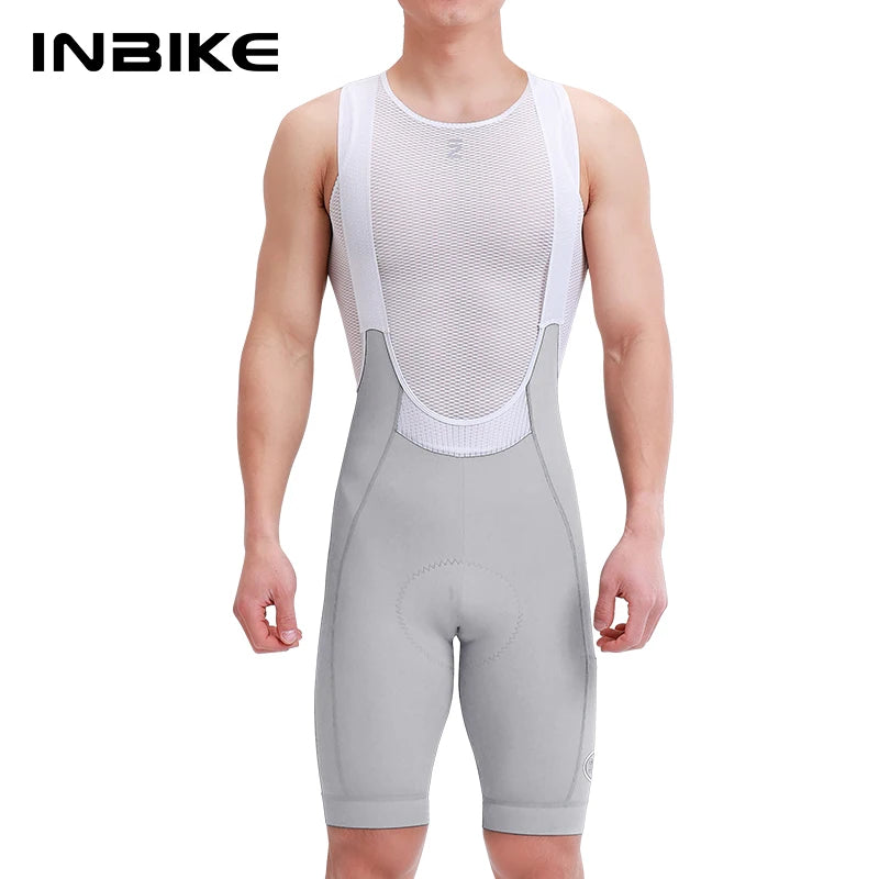INBIKE 2025 Men's Cycling Bib Shorts High-Waisted Breathable Biking Bicycle Bibs Pants MTB Cycling Clothing Man with Pockets