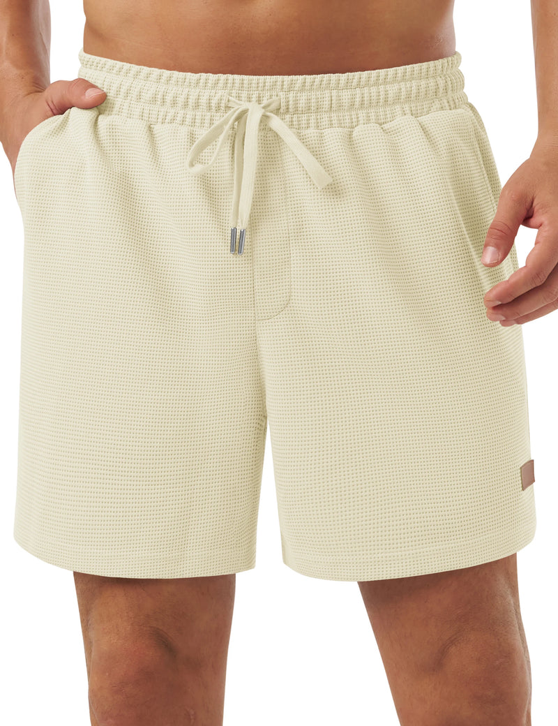 TACVASEN Men's Casual Waflle Shorts Knit 5'' Elastic Waist Drawstring Summer Beach Shorts Lightweight Breathable Streetwear 2026