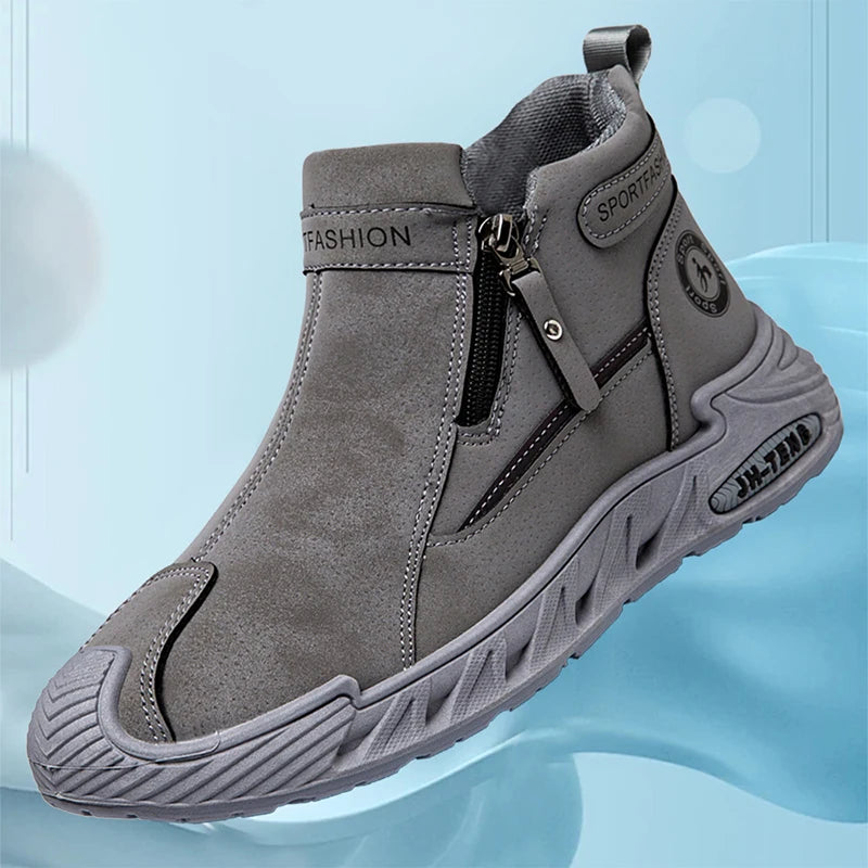 Mens Casual Sports Shoes Autumn New Flat Bottomed Fashion Short Boots 2025 Comfortable Anti Slip High Top Outdoor Running Shoes