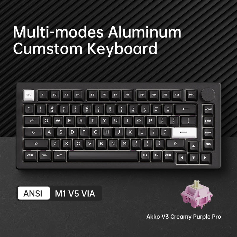 Akko MonsGeek M1 V5 Tri-mode Mechanical Keyboard VIA 75% ANSI/ISO 3/5 Pins Customized Hot-swappable RGB Rapid Disassemble Gasket