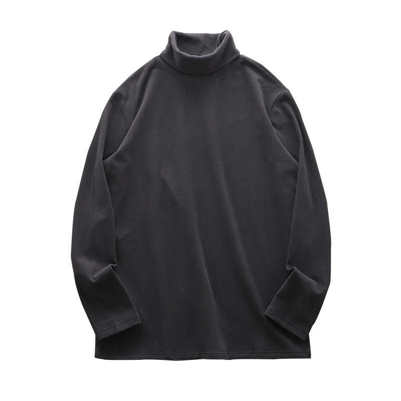 DUKEEN Dralon Fabric Long Sleeve T Shirts for Men 2025 Autumn and Winter Thick Fleece Warm Turtlenneck Solid Color Undershirts