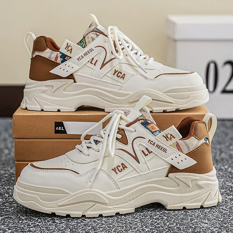 Men's fashion white casual shoes four seasons new breathable light soft-sole non slip comfort walking outdoor sports board shoes