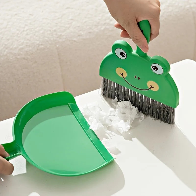 1set Small Dustpan Combination,Desktop Broom,Living Room Countertop Cleaning  (1 broom + 1 dustpan),Small animal pattern design