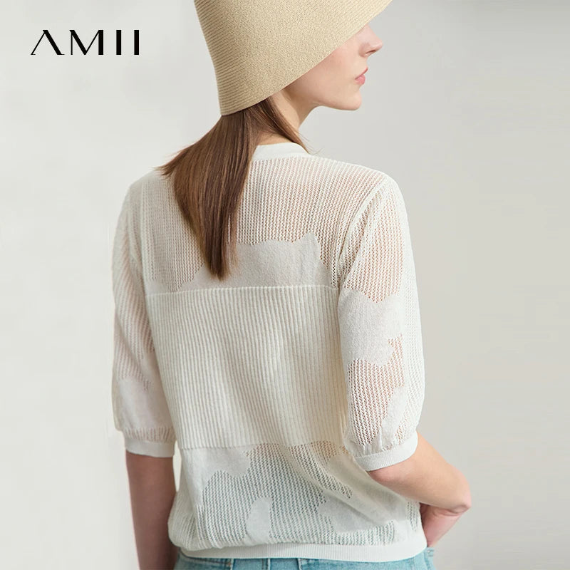 អាវយឺតកមូលសម្រាប់នារី Amii Minimalist រដូវក្តៅឆ្នាំ ២០២៦ ថ្មី ដៃខ្លីស្តើង រលុង សម្រាប់ធ្វើដំណើរ 12542049
