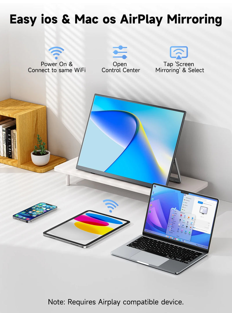 ម៉ូនីទ័រ QLED ចល័ត PERFECT ទំហំ 18.5 អ៊ីញ 100Hz ថ្ម 10000mAh អេក្រង់ឥតខ្សែ អេក្រង់ចល័ត សម្រាប់កុំព្យូទ័រយួរដៃ កុំព្យូទ័រលេងហ្គេម ទូរស័ព្ទ