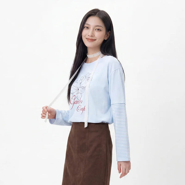 អាវយឺតដៃវែង Semir សម្រាប់នារី ឆ្នូតធំ បោះពុម្ពពីរដុំ ស្មាធ្លាក់ អាវធម្មតា សម្រាប់ពាក់ប្រចាំថ្ងៃ ឆ្នាំ២០២៦