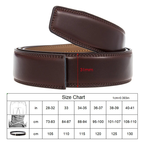 VATLTY Official Genuine Men's Leather Belt Hard Alloy Automatic Buckle Belt Male 30mm Natural Cowhide Non-porous Thin Belt