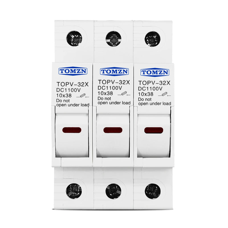 TOMZN 1P 2P 3P 4P 1100V DC Fuse Holder 10*38mm High Voltage PV TOPV-32X Base Photovoltaic System Protection Protector GPV NEW