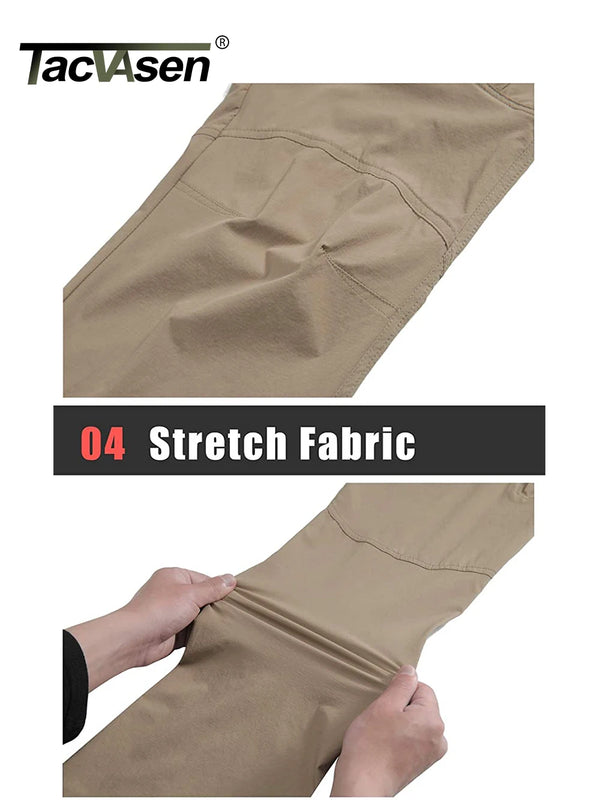 TACVASEN Lightweight Hiking Work Trousers Mens Fishing Pants Outdoor Nylon Quick Dry Pockets Cargo Pants Casual Work Trousers
