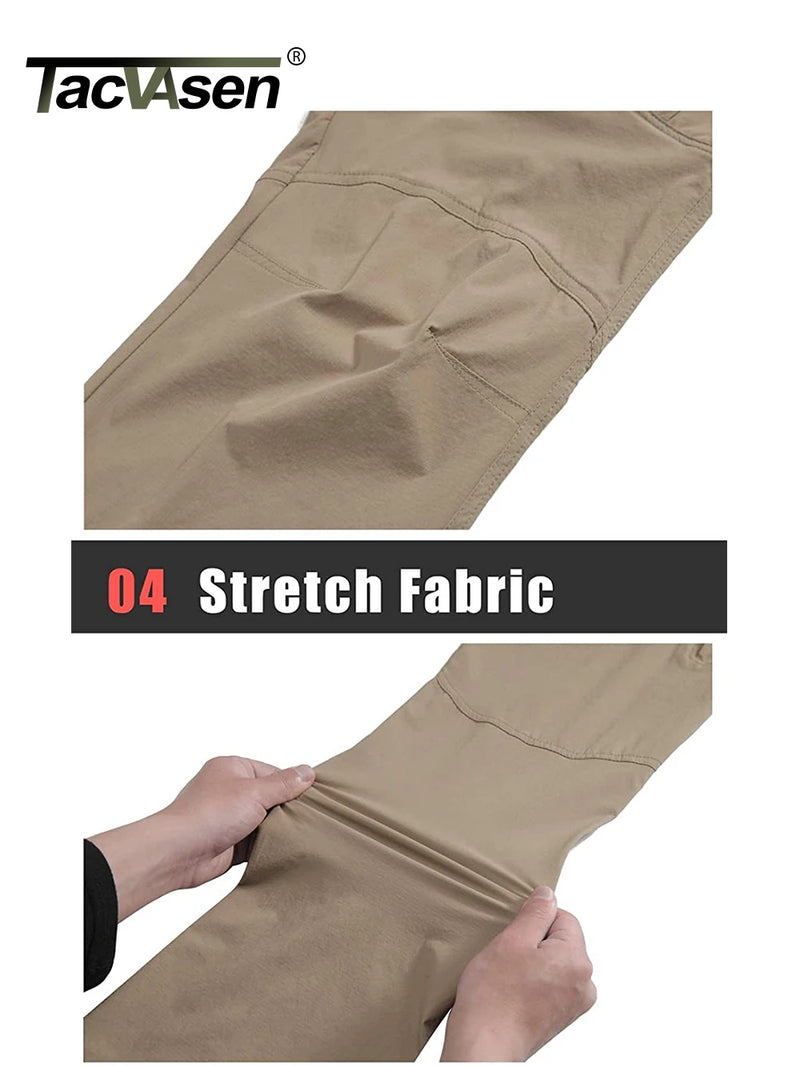 TACVASEN Lightweight Hiking Work Trousers Mens Fishing Pants Outdoor Nylon Quick Dry Pockets Cargo Pants Casual Work Trousers