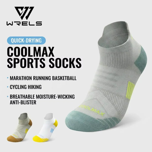 WRELS 1/2/3 Pairs Coolmax Ankle Socks Quick Dry Low Cut Running Socks Seamless Arch Support Hiking Cycling Athletic Socks