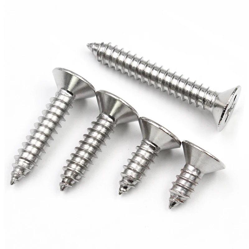 DIVEDEER　M2 M2.2 M2.6 M3 M3.5 M4 M5 M6 304 Stainless Steel Marine Phillips Flat Countersunk Head Self Tapping Wood Screw